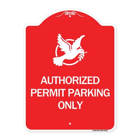 Signmission Authorized Church Parking W/ Graphic, Red & White Aluminum Sign, 18" x 24", RW-1824-24331 A-DES-RW-1824-24331